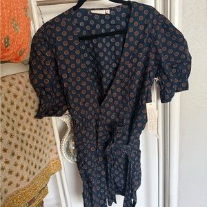 Unknown Brand Navy Wrap dress with Polka Dots